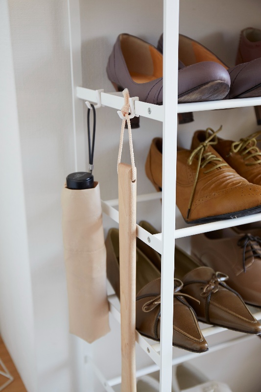 Yamazaki entryway shoe rack in wood and metal